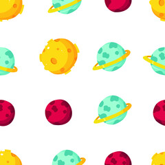 seamless vector pattern of planets in space