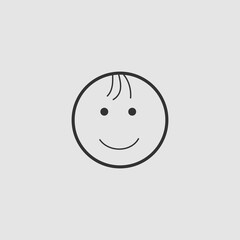 Smiling child icon flat.