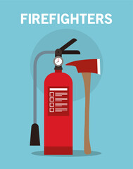 extinguisher and axe vector design