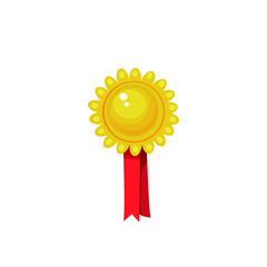 gold medal with red ribbon vector illustration