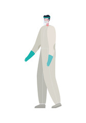 Fototapeta na wymiar Male doctor with protective suit and mask vector design