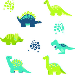 dinosaur cartoon set of stickers on a white background
