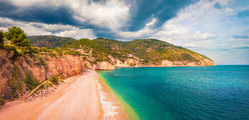 Attractive summer view of popular tourist destination - Mattinatella beach (Fontana delle Rose)....
