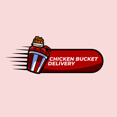 vector illustration of colored chicken bucket logo graphic
