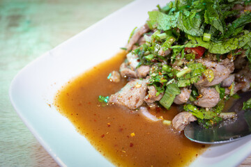 Spicy Minced Pork Salad. Thai food