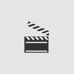 Clapper board icon flat.