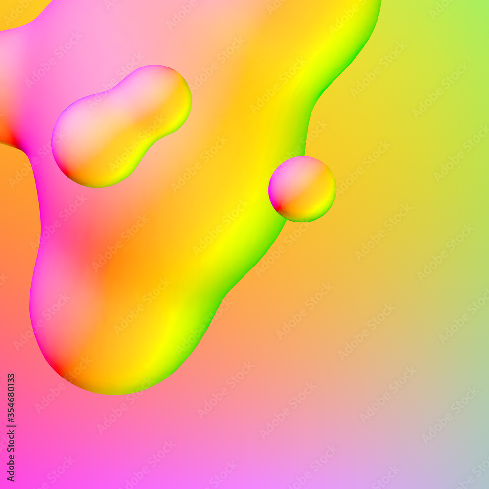 Aufkleber fluid design liquid blobs with vibrant intense colors abstract background