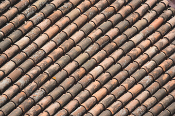 Set of traditional terracotta roof tiles