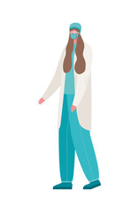 Isolated female doctor with mask vector design