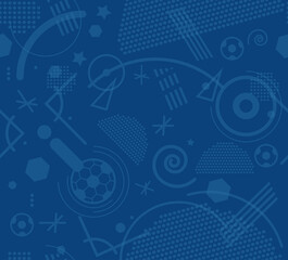 Soccer. Championship soccer abstract Blue cyan background seamless with different abstract shapes. Soccer geometric pattern. 2016 Vector Illustration. - stock vector. EPS 10