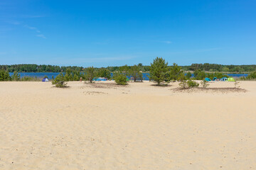 Brandenburg Barnim Ruhiger Strand am Bernsteinsee, Badestrand, weisser Sand, Sandstrand, Urlaub im Brandenburger Land, Brandenburger sommerferien Sommerulaub, schönes Brandenburg einsamer strand baden
