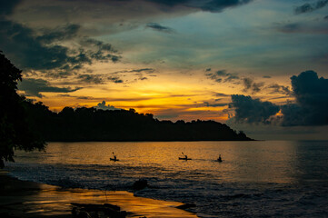 Kayaking at Sunset at Sea