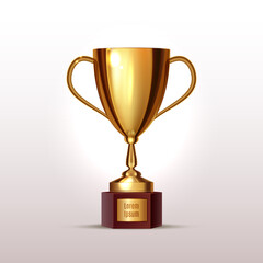 Isolated realictic gold cup with place for your text. Vector illustration. eps 10