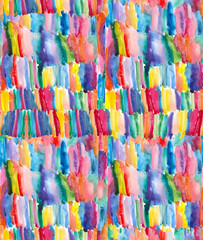 Fototapeta na wymiar Watercolor seamless pattern made of mosaic in rainbow colors