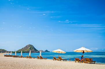 Kuta Beach at Mandalika, Lombok, Indonesia. A Beautifull Tropical beach with new development for tourism and designed to be another Bali in Indonesia.
