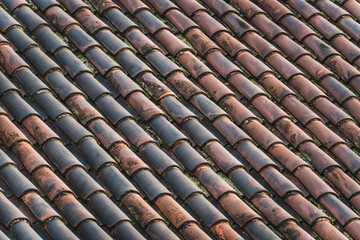Set of traditional terracotta roof tiles