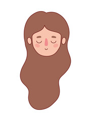 Head woman cartoon with brown hair vector design
