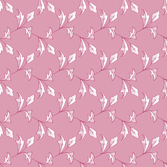 Seamless floral vector pattern with pink branches for decoration, print, textile, fabric prints, postcards, apparel, stationery goods