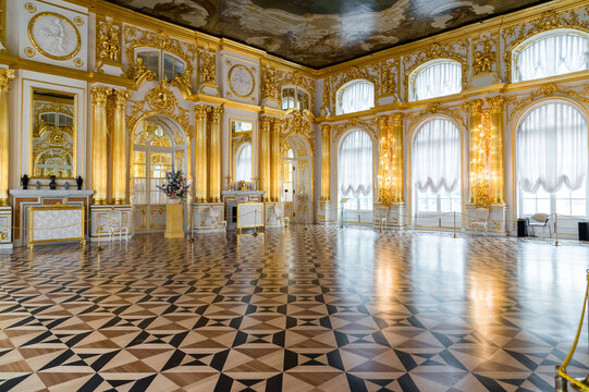 Pushkin, Saint Petersburg, Russia - May 19, 2015: Interiors of imperial Catherine Palace in Tsarskoye Selo, Pushkin