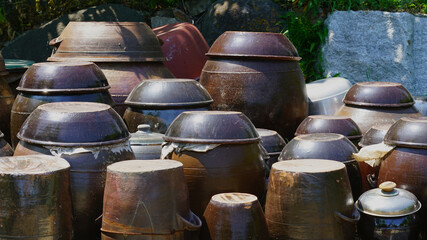 시골집 뒷뜰의 장독,장독대