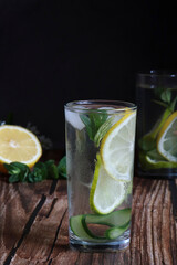 mojito. glass of cold refreshing homemade lemonade, thirsty in the summer heat