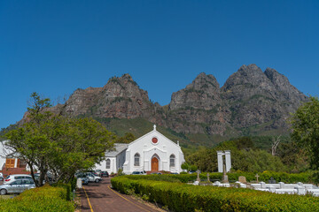 Fototapeta na wymiar The Congregational Church in Pniel, Stellenbosch, Western Cape Province