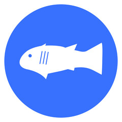 Fish icon, symbol, blue, vector