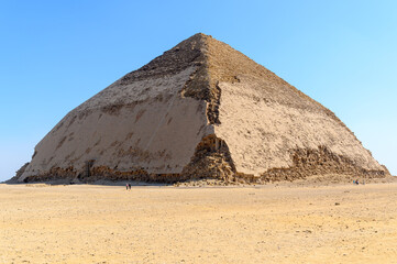 Bent Pyramid at Dahshur Necropolis in an arid landscape near Cairo-Egypt