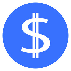 Dollar icon, symbol, blue, Vector