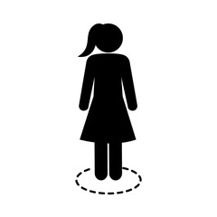 Woman social distancing silhouette style icon vector design