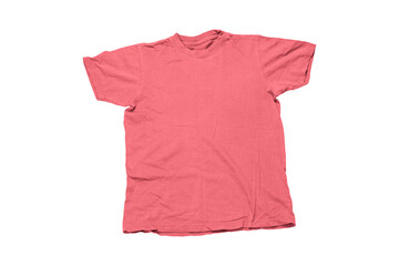 pink  cotton unisex t - shirt isolated on a white background, blank mock up shirt on white