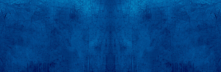 Old wall pattern texture cement blue dark abstract  blue color design are light with black gradient background.