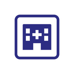 Hospital icon on white background.