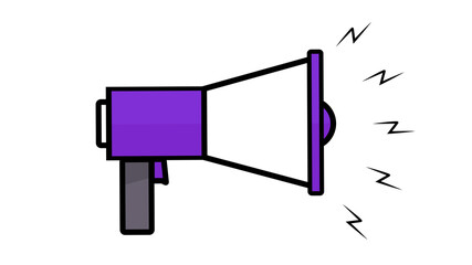 Loudspeaker protest civil unrest symbol or icon purple