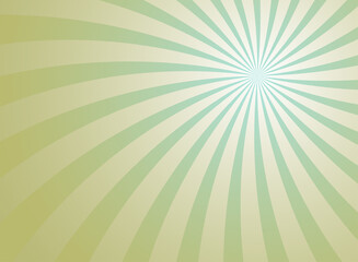 Sunlight swirl rays background. green and beige spiral burst wallpaper.