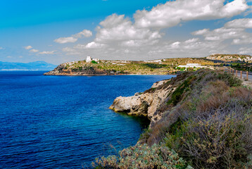 Fototapeta premium Coast near Capo Sant'Elia in Cagliari (Sardinia, Italy).