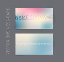Vector business card template with blurry background