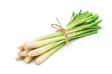 bundle of lemongrass isolated on white background.