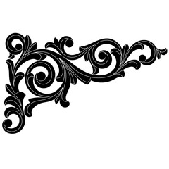 Vintage baroque frame scroll ornament engraving border floral retro pattern antique style acanthus foliage swirl decorative design element filigree calligraphy vector