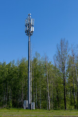 Telecommunication tower of 5G cellular mobile radio antenna. Radio towe