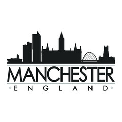 Naklejka premium Manchester Skyline Silhouette Design City Vector Art