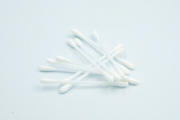 Cotton buds on the white background