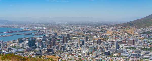 Panorama view of Cape Town, South Africa from the Table Mountain, Main Centre