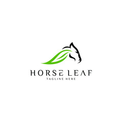 vector logo horse with a combination of leaves