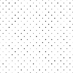 Seamless polka dot pattern. Black dots in random sizes on white background. Vector illustration