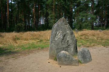 Stone circles near Odry village in Bory Tucholskie National Park, Poland