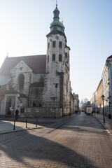 View of the Church of Saint Andrew, a Baroque church in the Old Town district in Krakow, Poland.