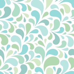 Fototapeta na wymiar Seamless abstract pattern with blue and turquoise drops or petals on white background.