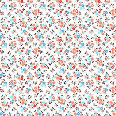 Cute floral pattern in the small flowers. Ditsy print. Seamless vector texture. Elegant template for fashion prints. Printing with small flowers. White background.