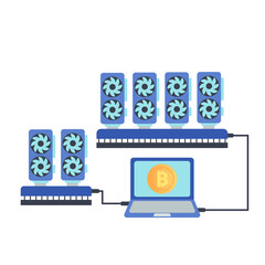 Bitcoin Mining Farm. Digital Crypto Currency. 